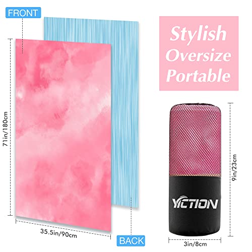 Yiction Microfiber Beach Towels For Adults, Sand Free Beach Towels Oversized, 71X35.5Inch Extra Large Quick Dry Beach Towel (Pink) #TOP3