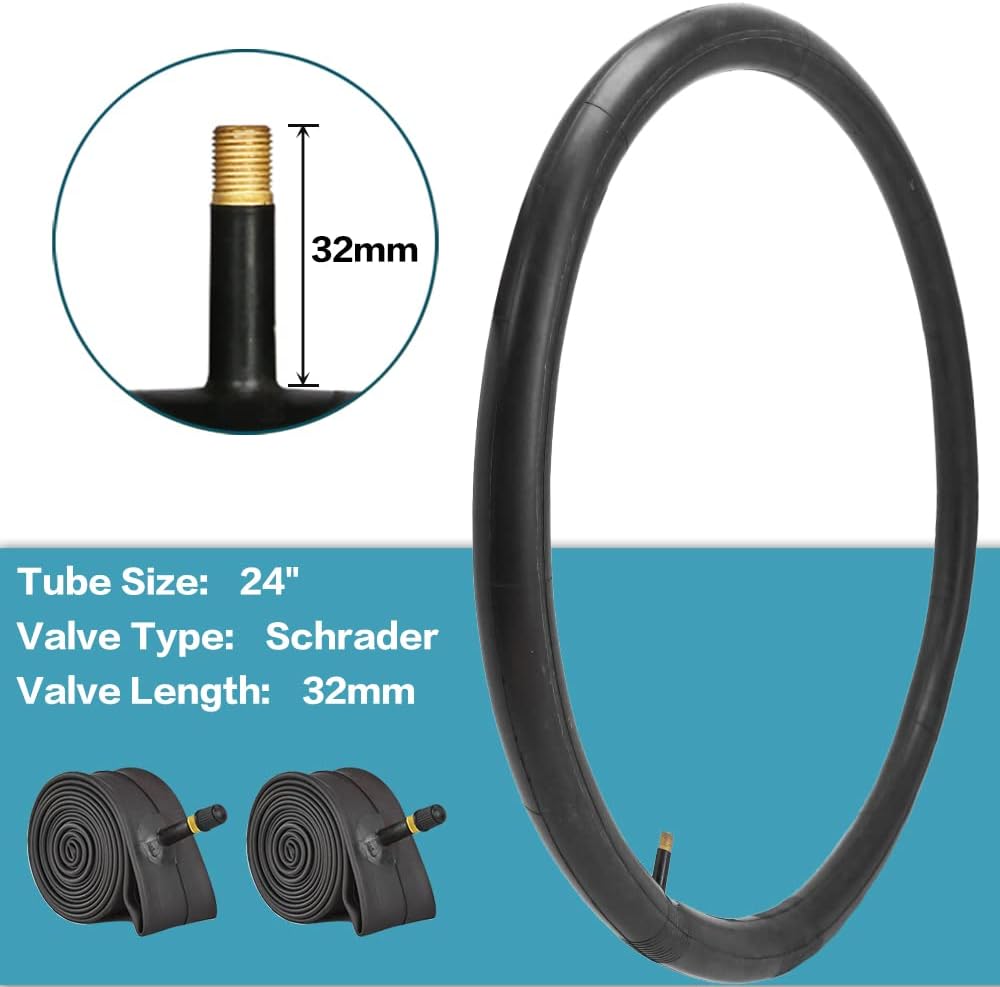 2 Pack 24"x2.125" Inch Cruiser Bike Tire White/Black Wall Pair Replacement Bicycle Tires with Levers and with or Without Inner Tubes