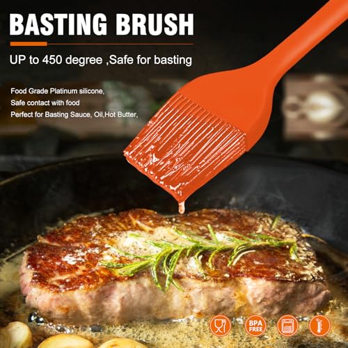 Image of Walfos 600℉ Heat Resistasnt Pastry Brushes, BPA Free Silicone Basting Brush for Cooking, Spread Oil Butter Sauce for Baking Kitchen BBQ Grill, Dishwasher Safe, 2 Size (Large and Samll)