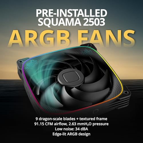 Image of Geometric Future Eskimo Pro - 420mm AIO CPU Liquid Water Cooler- RGB PWM Squama 2503B 140mm Fan x 3- Fit Intel LGA 1700, AMDAM5 - Black- (GEO-EP-42B)