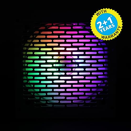 ZEBRONICS VS500Z 500W Premium Power Supply with Silent 120mm RGB Fan, Long Flat Cables, PCIe x 1, SATA x 4, 12V 32A (Max.), Over Voltage/Over Current/Short Circuit Protection (White)