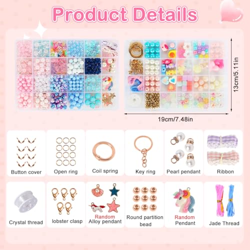 Image of PATPAT 2-Box DIY Bracelet Making Kit Colourful Beads for Bracelet Making, Craft Kit Gift for Girls Age 5-12 Years, 24-Grid Dreamy Beading Jewellery Making Materials Kit for DIY Necklace Jewelry