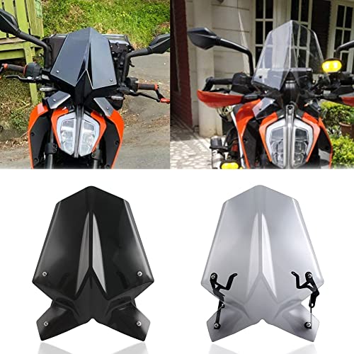 Safuotn Déflecteur de Vent d'écran de Pare-Brise avec Support de Montage Compatible avec K.T.M Duke 390 Duke 125 2017 2018 2019 2020 2021 Accessoires de Moto Duke390 Duke125 (Fumée) Cover