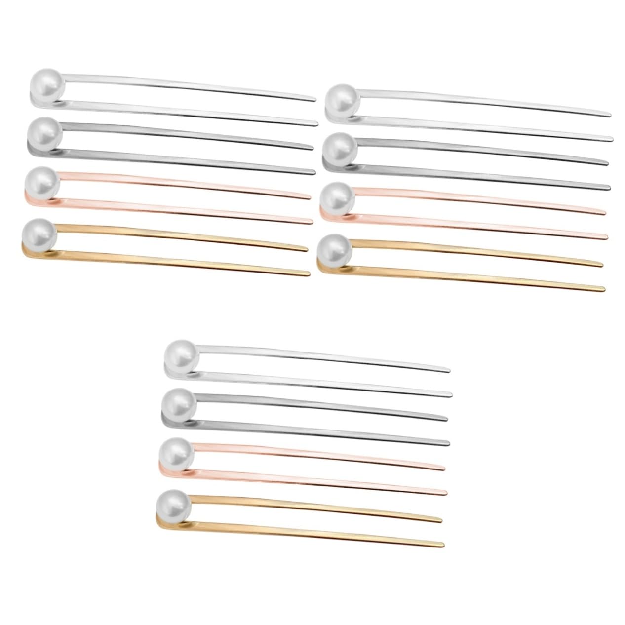 FRCOLOR 12stücke Teiliges Metall-haarforke Mit Perlen Elegante Haarnadeln Für Hochsteckfrisuren Geeignet Für Verschiedene Anlässe Stilvolle Haaraccessoires Für Frauen Roségold Und