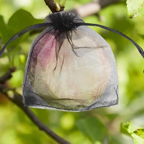 100 bolsas de organza de malla fina para protección contra insectos de frutas de jardín (azul poco profundo)