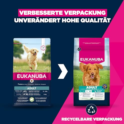 Eukanuba Hundefutter mit Lamm & Reis für große Rassen - Trockenfutter für ausgewachsene Hunde, 12 kg