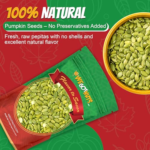 We Got Nuts Pumpkin Seeds Healthy Snacks 4 Lbs (64oz) Bag | Raw Pepitas No Preservatives Added, Non-GMO, 100% Natural With No Shell | For Baking, Salad Toppings, Cereal, Roasting | Low Calorie Nuts, - Thumbnail 4