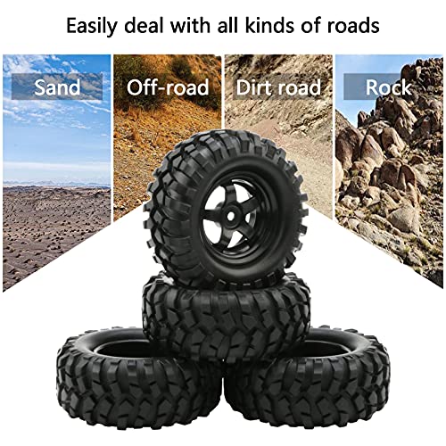 Jiuwu Buggy Rubber Tires + 5 Spoke Wheel Rim For Rc Hsp 1:10 Off-Road Pack Of 4 #TOP4