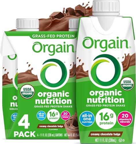 Image of Orgain Organic Grass Fed Dairy 16g Protein Shake, Chocolate, 11oz, 4pk