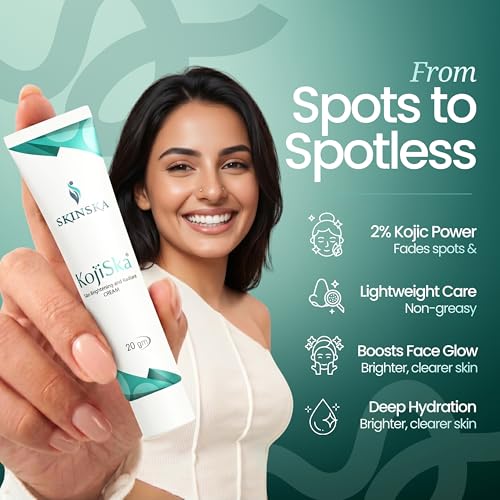 Image of SKINSKA NATURALS Kojiska Skin Brightening and Radiant Cream 20g with 2% Kojic Acid, Arbutin & Glutathione - Reduce Pigmentation, Scars, Melasma, Wrinkles & Dark Spots, Face Cream for Men and Women