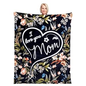 Mothers Day Gifts, Gifts for Mom, Mom Gifts, Mom Blanket from Daughter, Gifts for Anniversary Mom Birthday Gifts, I Love You Mom Blanket, Throw Blanket 65″ × 50″ (Flowers)