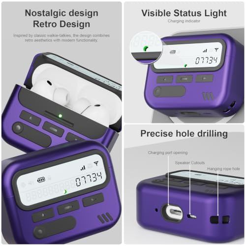 Image of for AirPods Pro 3 Case with Safty Lock,Retro Inspired Pager Style (Purple)