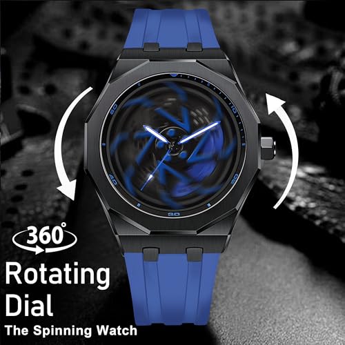 Image of IIK COLLECTION Men's Car Wheel Watch with Spinning Car Rim Hub Design with Silicon Strap|| Analog | Quartz Movement|| Water Resistant, Scratch Resistant