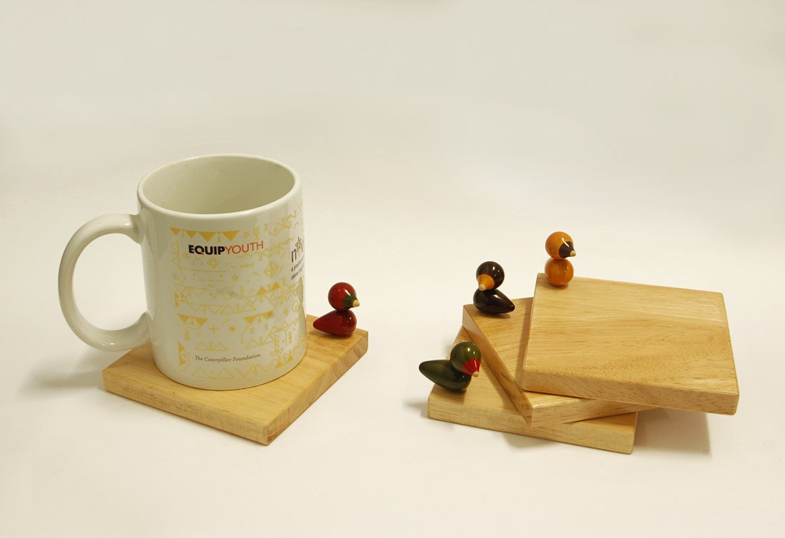 MAYA ORGANIC Handcrafted Wooden Coaster (Set of 4) - Bird Song - Image 2 thumbnail