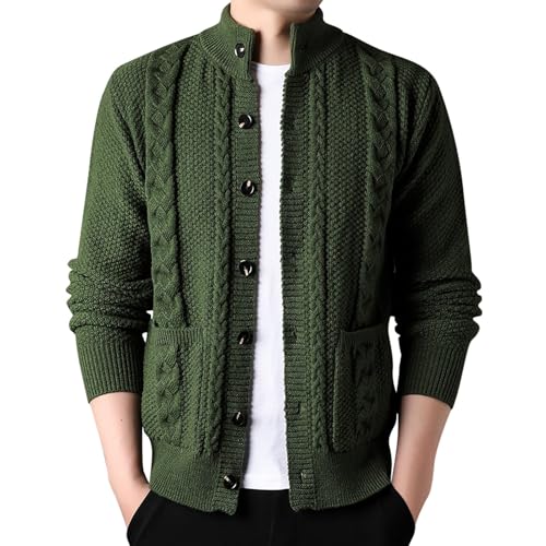 Cárdigan de punto para hombre, elegante, chaqueta de forro polar, ligera, manga larga, jersey de punto, jersey deportivo, jersey de punto, manga larga, cárdigan superior para niño, verde, 4XL