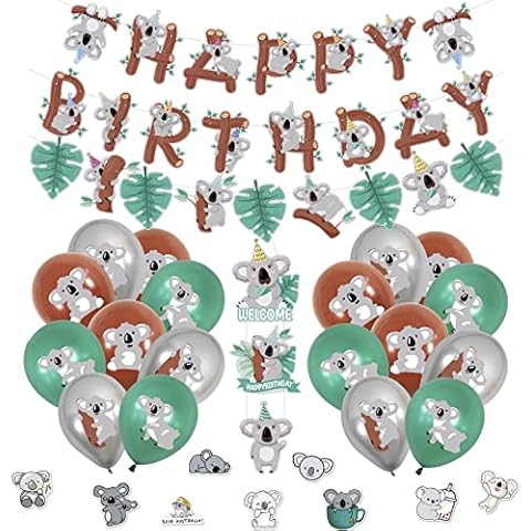 JOPARY Koala Birthday Party Decorations Koala Party Supplies with Koala Balloon,Koala Birthday Banner,Garland,Door Hanging and Stickes for Koala Animal Theme Birthday Party Baby Shower Decorations Cover