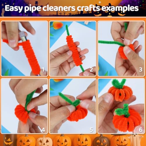 Image of Praisebank Halloween Pipe Cleaners for Crafts, 200pcs, Chenille Stems for DIY Projecets, Arts & Crafts Supplies for Festival Party Decorations