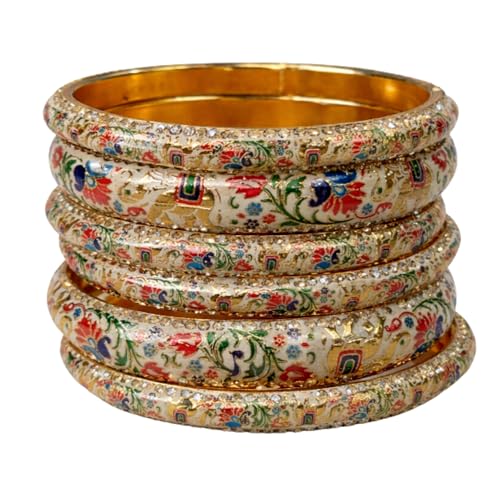 Image of Handmade Meenakari Lac Bangles Elephant Design | Traditional Rajasthani Lac Chudi Set for Women & Girls | Ethnic Bridal