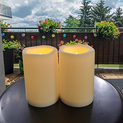 Velas LED sin llama parpadeantes color blanco crema pack de 2 de 4 x 6 pulgadas a pilas 2