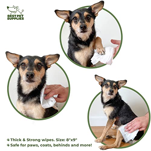 Best Pet Supplies 8" X 9" Pet Grooming Wipes For Dogs & Cats, 400 Pack, Plant-Based Deodorizer For Coats & Dry, Itchy, Or Sensitive Skin, Clean Ears, Paws, & Butt - Cleansing Tea Tree #TOP3