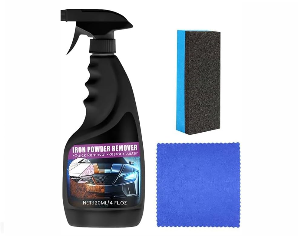 NALACAL Efficient Car Rust Removal Spray Set, 120 Ml Automotive Rust Spot Cleaner, Automobile Iron Powder Remover, Car Efficient and Effortless Rust Removal Spray (1 Set)