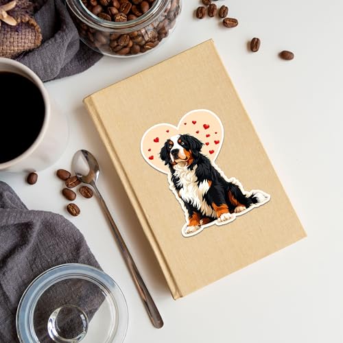 Image of Bernese Mountain Dog Sticker 8 Pcs (Large Size) Vinyl Stickers Laptop Waterproof Decal for Car Bumper Water Bottle Window Funny Party Birthday Decorations - Size 4 Inches