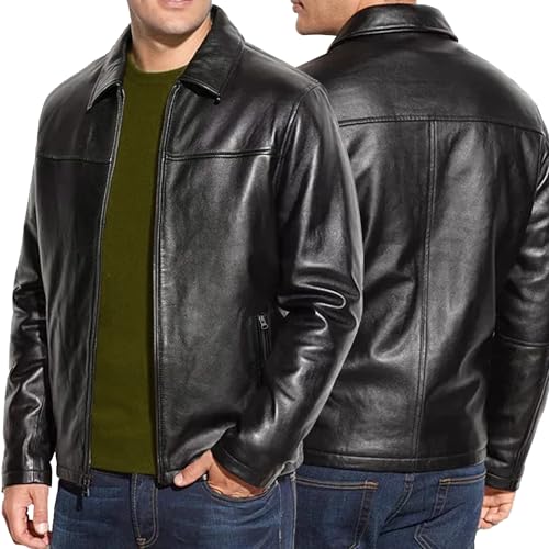 Genuine Men's Polo Classic Leather Moto Trucker Jacket - 100% Lambskin Jacket for Bikers