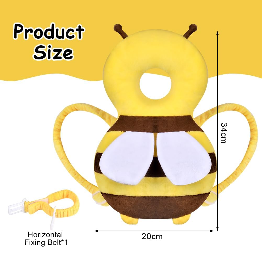 Vicloon Protezione per la Testa del Bambino, Protezione Testa per Neonato, Morbido e Traspirante, Cuscino di Sicurezza Regolabile per Bambini di che Imparano a Gattonare e Camminare, Ape Gialla