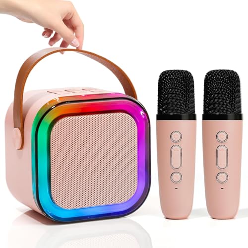 Image of Bestie toys Mini Karaoke Speaker,Voice Effects,Led Lights, Portable Singing Machine for Ages 3,4,5,6,7,8,9,10,11,12+ Years Old Girl Birthday Gift, Kids Karaoke Machine(2 Wireless Microphones)