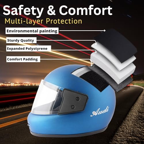 Image of Sage Square Audi Full Face Clear Visor Helmet | ISI Certified | High Standard Safety | Extra Comfort & Stylish
