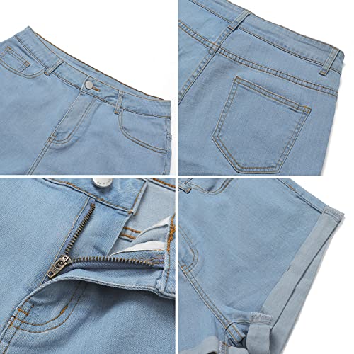 Image of CHICZONE Womens Mid-High Waisted Stretchy Denim Jean Shorts