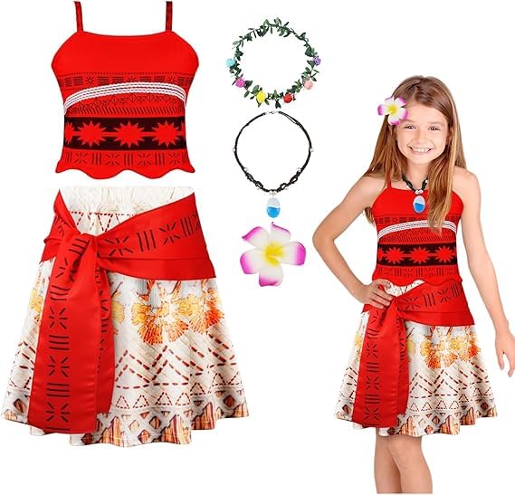 URAQT Traje de noite para menina, vestido de princesa para menina, disfarce de princesa com colar, acessório para menina, disfarce de carnaval para festa de aniversário, roupa de verão, 120 cm