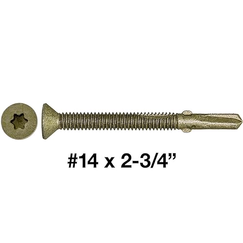 Miniatura 2 de Tornillos autoperforantes Tek TorxStar Head de 14x2-34 para plataformas planas, remolques, cabeza de tornillo Torx T-30, 5 libras, 170 tornillos