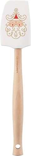 Le Creuset Espátula mediana de silicona Noel Collection, 11 1/8" x 2 1/4", color blanco con diseño impreso y lámina dorada