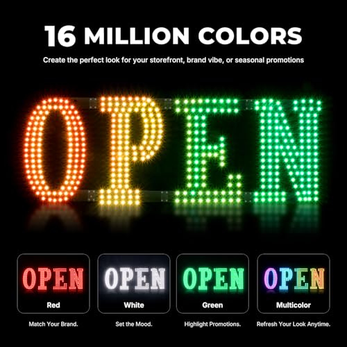 Image of 48'' x 17'' Open Signs for Business, Extra Large LED Open Sign with 16 Million Colors, APP & Remote Control, Timer, 44 Flashing Modes, Adjustable Brightness & Speed, for Storefront Window or Glass Door