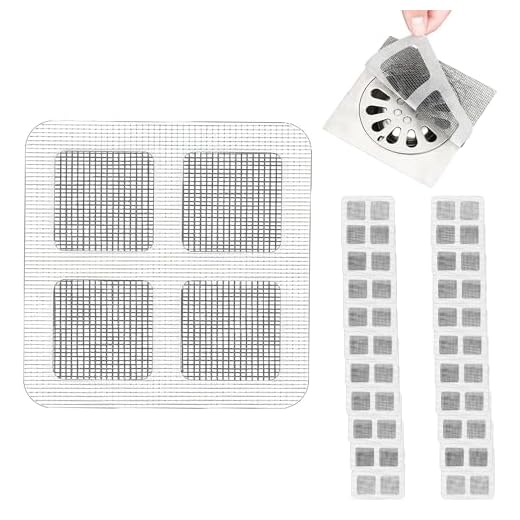 Disposable Drain Cover, 20-Pack Shower Drain Hair Catcher and Sink Strainer Filter, 4x4 Inch Floor Drain Stickers with Adhesive for Bathroom, Bathtub, Kitchen Sink, Grid Design to Catch Hair