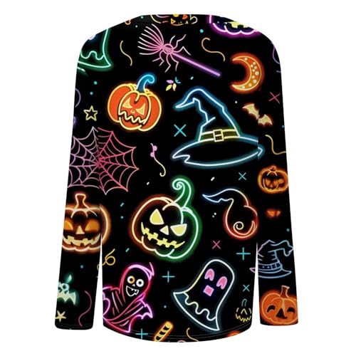 Halloween Shirts for Women Long Sleeve Plus Size Fashion Crewneck Comfortable Tshirts Halloween Costumes for Women