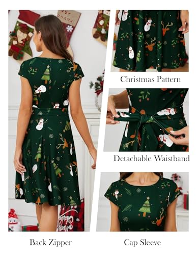 Image of Dressystar Women's Vintage 1950s A Line Cap Sleeve Cocktail Party Dress