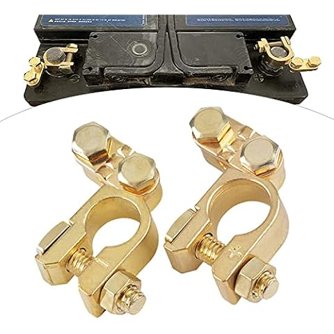 2 x Battery Clamps Battery Pole Clamps Universal Car Battery Clamp with Bolt Battery Connection (Negative & Positive) Cover