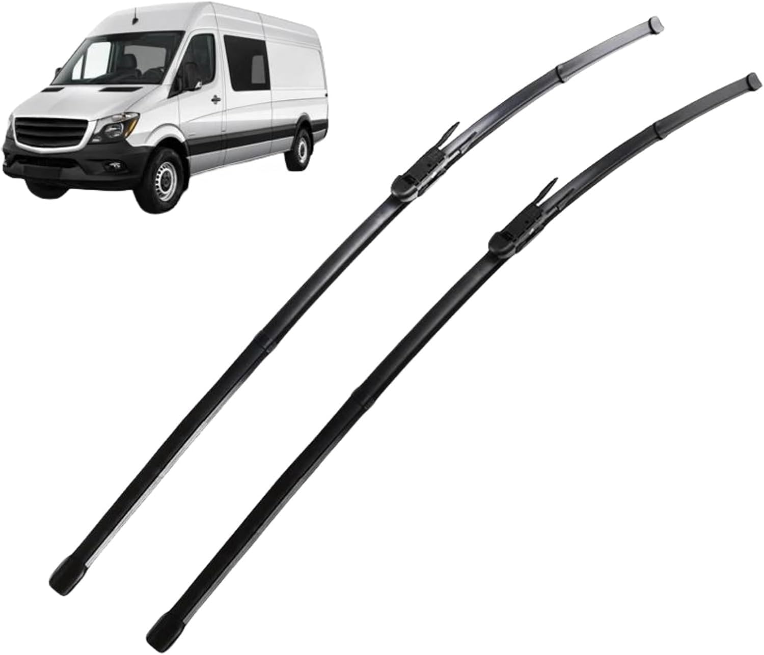 RESKIU Car Front Windshield Wiper Blade Set Replacement for VW Crafter 2006-2017, All Season Windscreen Wipers Quiet Easy Installation