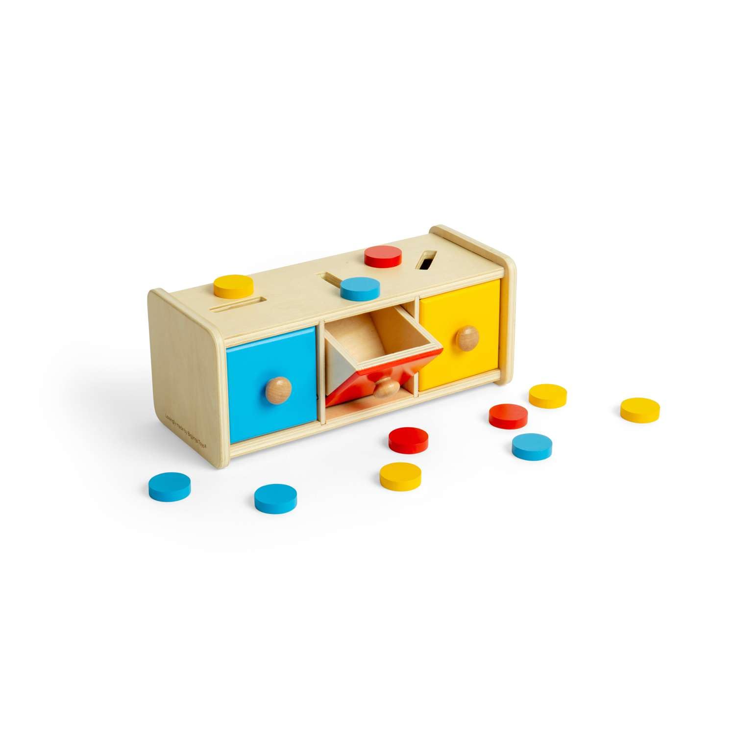 Bigjigs Toys Clasificador de fichas – 16 piezas de juguete Montessori de madera a juego, actividad educativa de aprendizaje temprano para niños pequeños, hecho de forma sostenible, a partir de 12