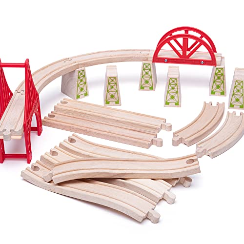 Bigjigs Rail Bridge Expansion Set - 25Pc Wooden Train Track Expansion Pack For Train Sets, Quality Bigjigs Train Accessories, Compatible With Most Major Wooden Railway Brands #TOP4