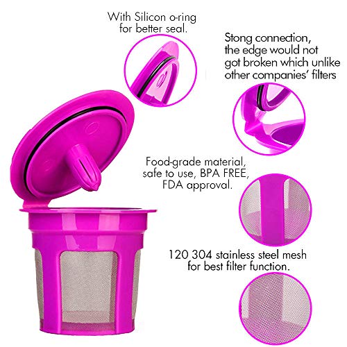 6 Pcs Reusable Coffee Filter Replacement For Keurig K Mini Plus Refillable K Cupsules 2.0 1.0 Small Coffee Pod Single Reuable Coffee Capsules (Purple/6) #TOP4