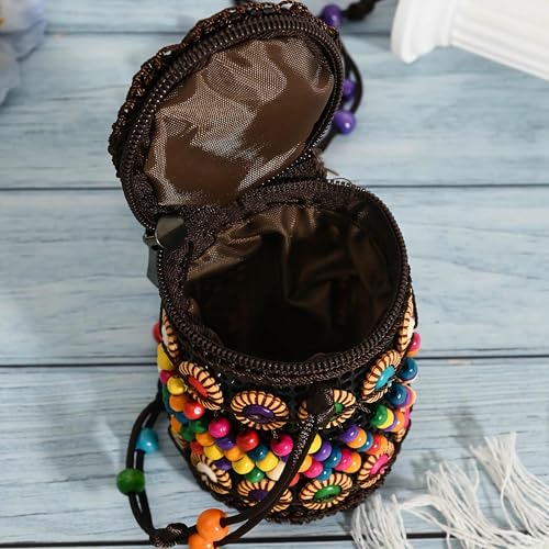novelty boho beaded purses for women, cute western crossbody woven bag cell phone purse, unique small crochet purses, bohemian hippie gifts for women3