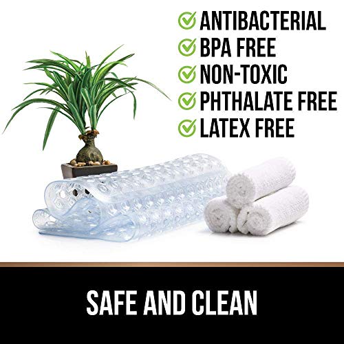Gorilla Grip Chenille Bath Rug And Shower Stall Mat, Bath Rug Size 24X17 In Gray, Shower Mat Size 21X21 In Clear, Both Machine Washable, 2 Item Bundle #TOP7