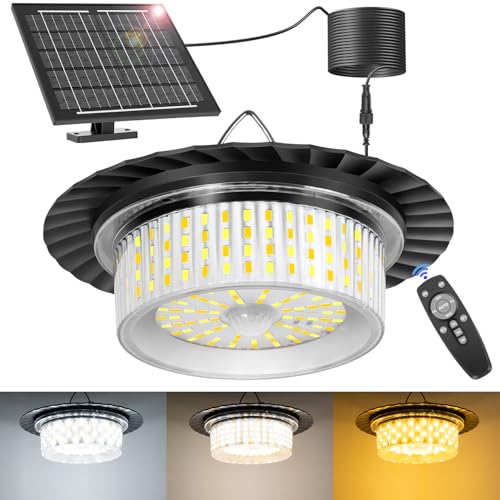 BlueYu Lampe Solaire Extérieur Intérieur, 3 Couleurs Eclairage Solaire Exterieur avec Détecteur...