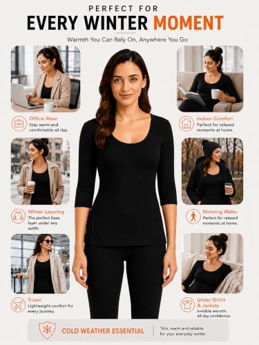 Image of Bodycare Insider Bodyacre Women Round Neck Full Sleeves Vest : High Warmth & Thin Fabric for Optimum Heat Even in Coldest Condition