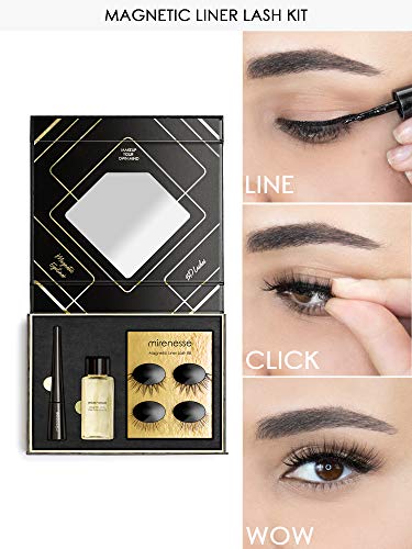 Mirenesse Magnomatic 24hr Magnetic Eyeliner & Reusable 5D False Lashes,Safe. Easy No Adhesive No Mess, Vegan & Toxin Free, 2 Pairs Volume Vivian Day & Night + Magnetic Liner 0.17oz