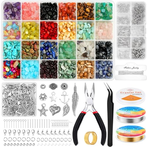 selizo Jewelry Making Supplies Kit for Adults Women with Crystal Beads, Ring Making Kit Earring Kit Necklace Making kit with Jewelry Wire, Pliers and Jewelry Making Beads for Jewelry Making