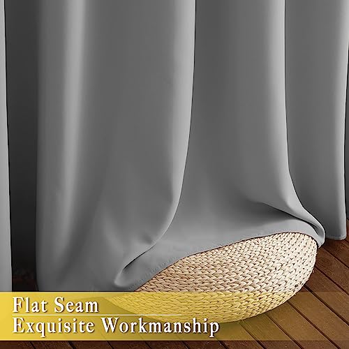 NICETOWN Blackout Silver Grey Sliding Door Curtains 90 inch Length, Thermal Insulated Grommet Room Darkening Window Treatments for Bedroom/Living Room, 1 Panel, W80 x L90